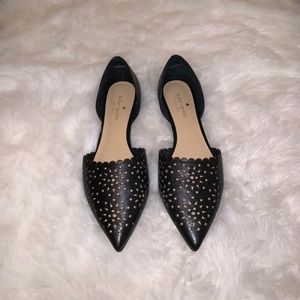 Kate Spade d’orsay point-toe, black leather flats